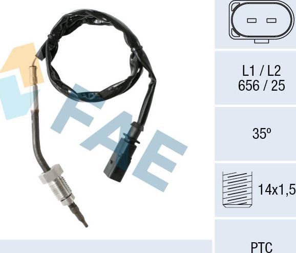 FAE 68001 - Датчик, температура выхлопных газов parts5.com