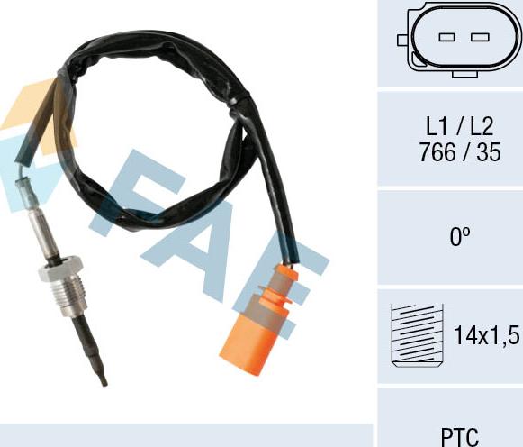 FAE 68003 - Датчик, температура выхлопных газов parts5.com