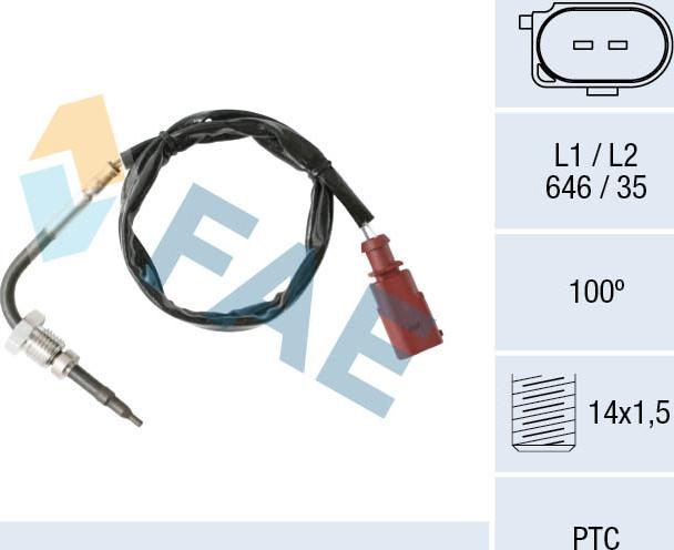 FAE 68002 - Датчик, температура выхлопных газов parts5.com