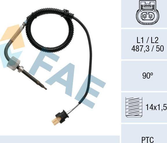 FAE 68015 - Датчик, температура выхлопных газов parts5.com