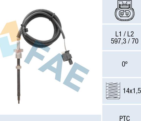 FAE 68018 - Датчик, температура выхлопных газов parts5.com