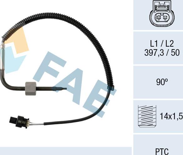 FAE 68012 - Датчик, температура выхлопных газов parts5.com