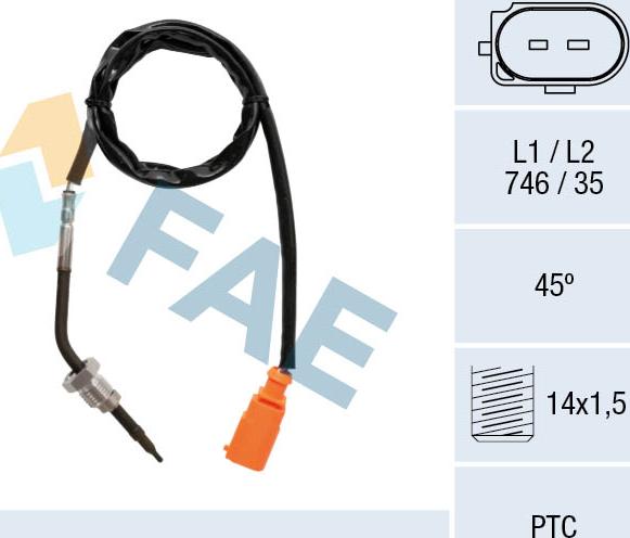 FAE 68035 - Датчик, температура выхлопных газов parts5.com