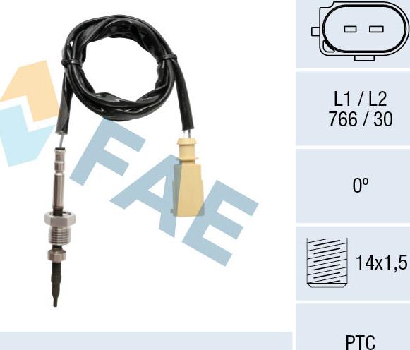 FAE 68030 - Датчик, температура выхлопных газов parts5.com