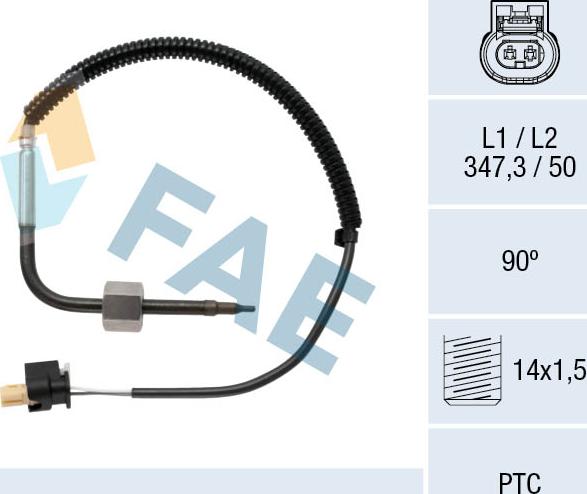 FAE 68029 - Датчик, температура выхлопных газов parts5.com