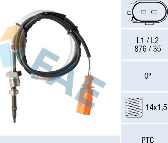 FAE 68028 - Датчик, температура выхлопных газов parts5.com