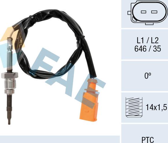 FAE 68076 - Датчик, температура выхлопных газов parts5.com