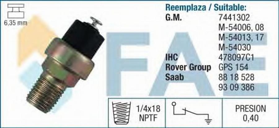 FAE 13530 - Датчик, давление масла parts5.com