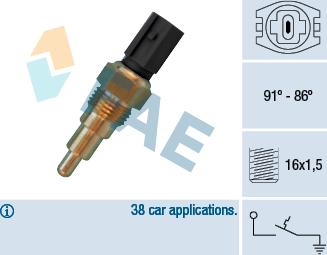 FAE 36670 - Термовыключатель, вентилятор радиатора / кондиционера parts5.com