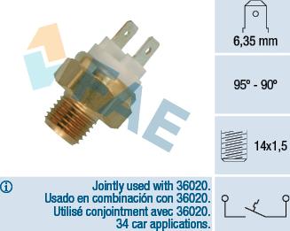 FAE 36010 - Термовыключатель, вентилятор радиатора / кондиционера parts5.com