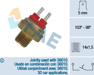 FAE 36020 - Термовыключатель, вентилятор радиатора / кондиционера parts5.com