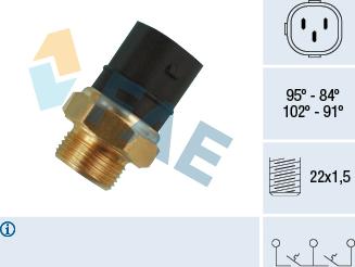 FAE 38180 - Термовыключатель, вентилятор радиатора / кондиционера parts5.com