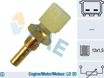 FAE 33040 - Датчик, температура охлаждающей жидкости parts5.com