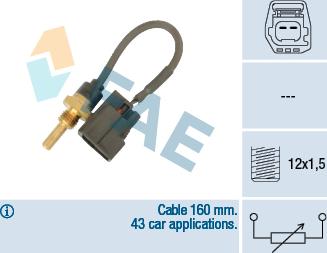 FAE 32425 - Датчик, температура охлаждающей жидкости parts5.com