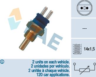 FAE 32580 - Датчик, температура охлаждающей жидкости parts5.com