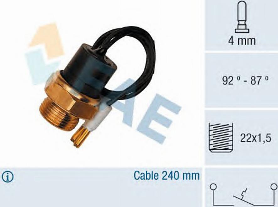 FAE 37460 - Термовыключатель, вентилятор радиатора / кондиционера parts5.com