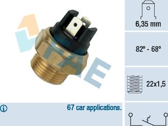 FAE 37350 - Термовыключатель, вентилятор радиатора / кондиционера parts5.com