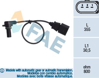 FAE 79062 - Датчик частоты вращения, автоматическая коробка передач parts5.com