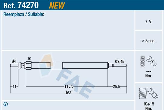 FAE 74270 - Свеча накаливания parts5.com