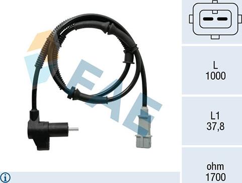 FAE 78369 - Датчик ABS, частота вращения колеса parts5.com