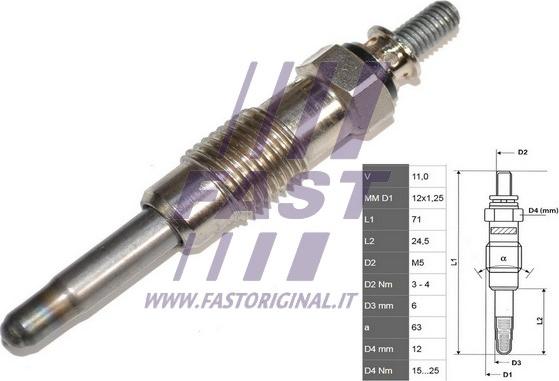 Fast FT82710 - Свеча накаливания parts5.com