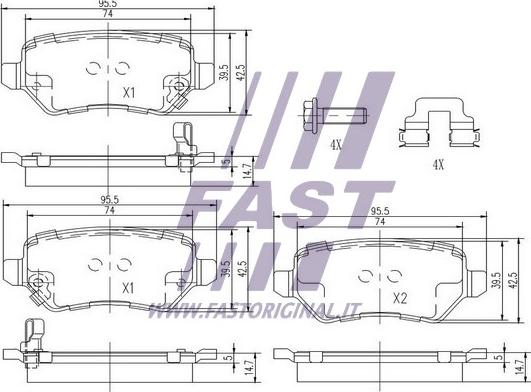 Fast FT29524 - Тормозные колодки, дисковые, комплект parts5.com