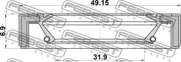 Febest 95GAY-34490707X - Уплотняющее кольцо, раздаточная коробка parts5.com