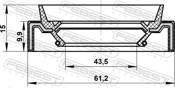 Febest 95JAS-45611015L - Уплотняющее кольцо, раздаточная коробка parts5.com