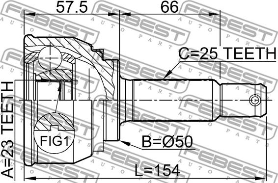 Febest 0410-011 - Шарнирный комплект, ШРУС, приводной вал parts5.com