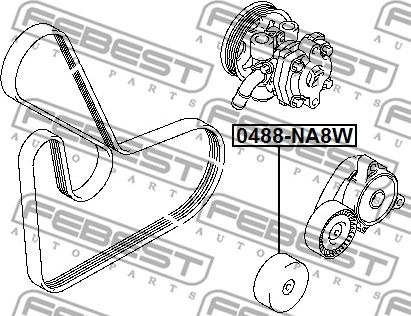 Febest 0488-NA8W - Направляющий ролик, поликлиновый ремень parts5.com