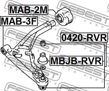Febest 0420-RVR - Шаровая опора, несущий / направляющий шарнир parts5.com