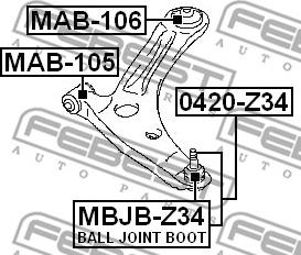 Febest 0420-Z34 - Шаровая опора, несущий / направляющий шарнир parts5.com