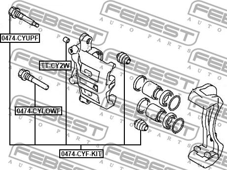 Febest 0474-CYF-KIT - Направляющий болт, корпус скобы тормоза parts5.com