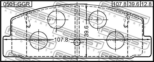 Febest 0501-GGR - Тормозные колодки, дисковые, комплект parts5.com