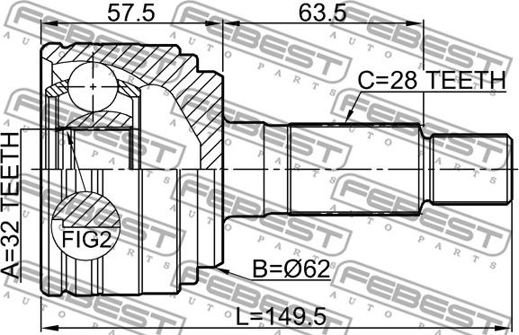 Febest 0510-GHMT - Шарнирный комплект, ШРУС, приводной вал parts5.com