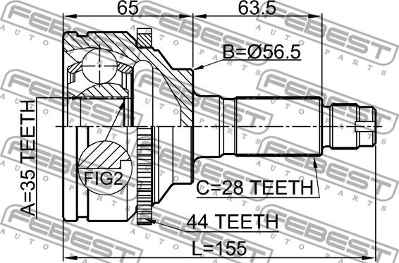 Febest 0510-MPVLW3A44 - Шарнирный комплект, ШРУС, приводной вал parts5.com