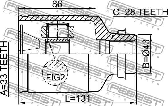 Febest 0511-M6ATRH - Шарнирный комплект, ШРУС, приводной вал parts5.com