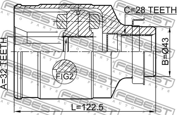 Febest 0511-MZ5RH - Шарнирный комплект, ШРУС, приводной вал parts5.com