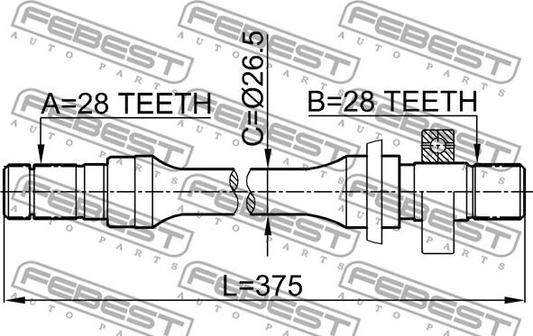 Febest 0512-626GE - Приводной вал parts5.com