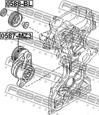 Febest 0588-BL - Направляющий ролик, поликлиновый ремень parts5.com