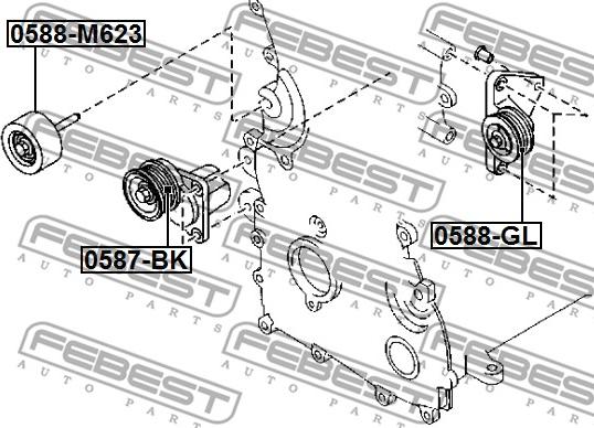 Febest 0588-GL - Направляющий ролик, поликлиновый ремень parts5.com