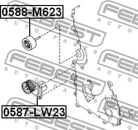 Febest 0587-LW23 - Натяжитель, поликлиновый ремень parts5.com