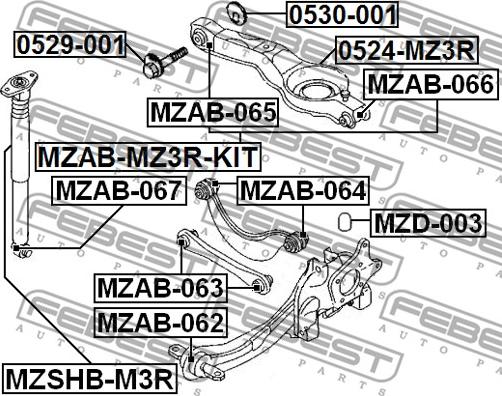 Febest MZAB-063 - Сайлентблок, рычаг подвески колеса parts5.com