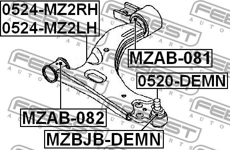 Febest 0520-DEMN - Шаровая опора, несущий / направляющий шарнир parts5.com