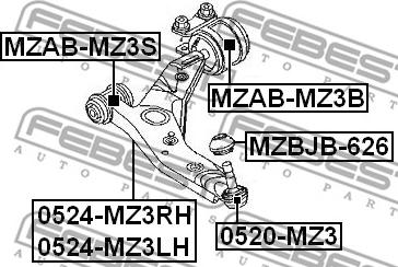 Febest MZAB-MZ3S - Bush of Control / Trailing Arm parts5.com