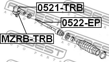 Febest MZRB-TRB - Ремкомплект, наконечник поперечной рулевой тяги parts5.com