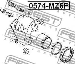 Febest 0574-MZ6F - Направляющий болт, корпус скобы тормоза parts5.com