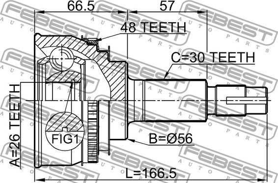 Febest 0110-069A48 - Шарнирный комплект, ШРУС, приводной вал parts5.com