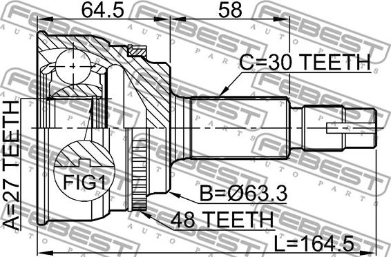 Febest 0110-060A48 - Шарнирный комплект, ШРУС, приводной вал parts5.com