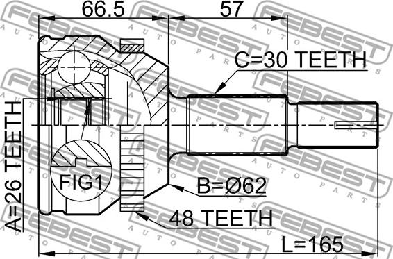 Febest 0110-MCV30A48 - Шарнирный комплект, ШРУС, приводной вал parts5.com